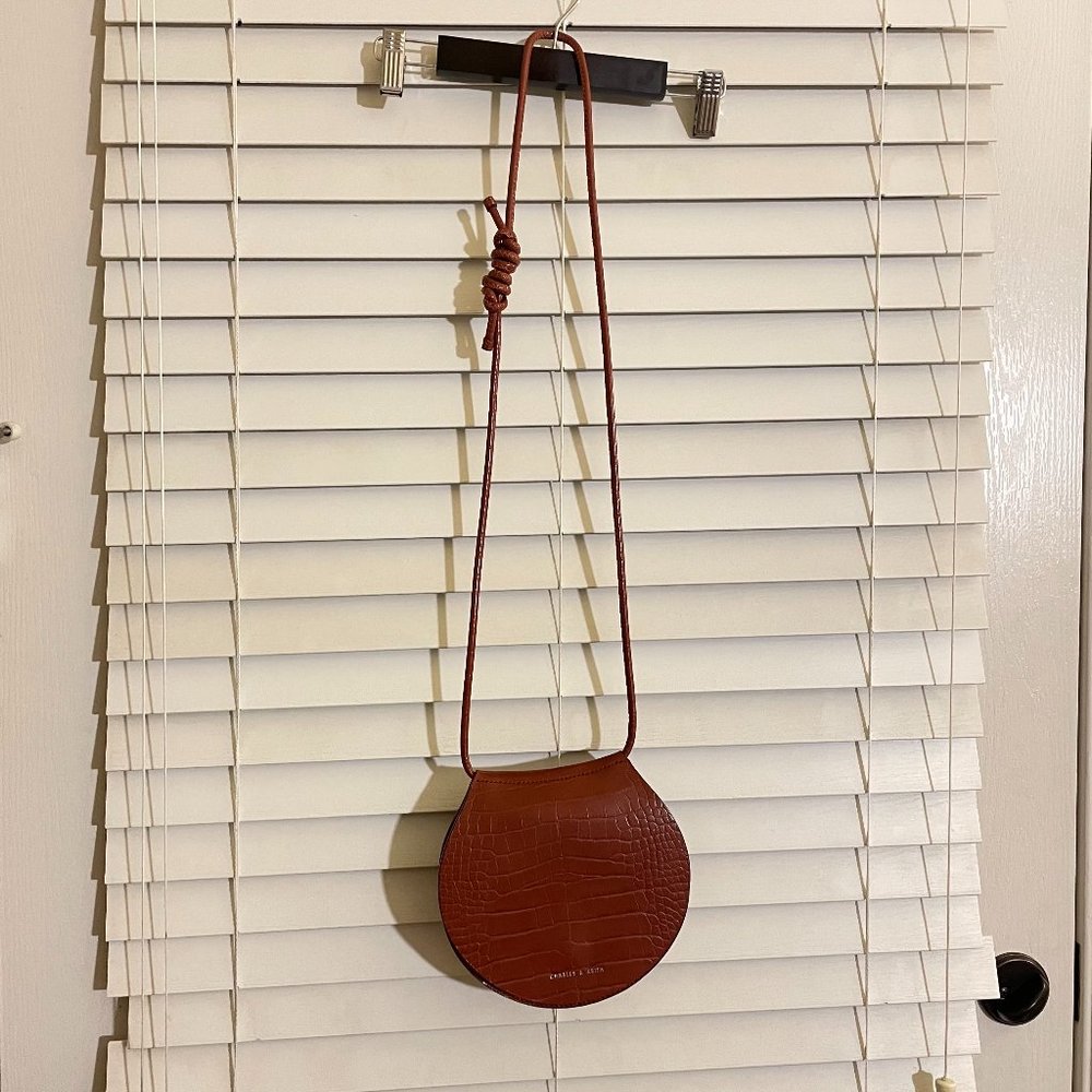 CHARLES & KEITH brown croc crossbody bag